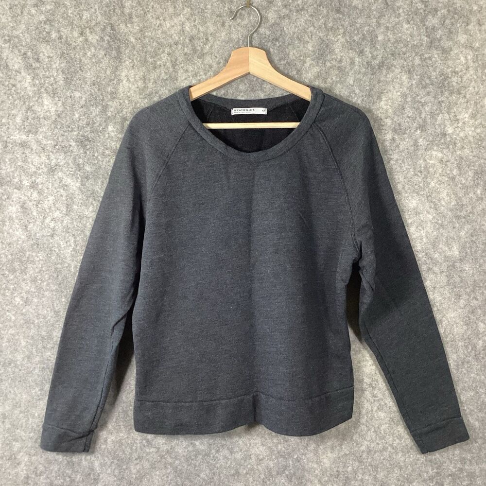 Stateside Women’s Medium Sweatshirt Crew Neck Charcoal Gray Pullover Casual Boho